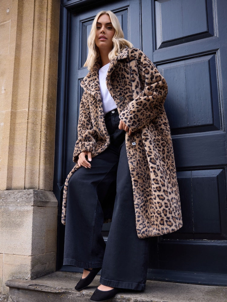 Yours Curve Natural Plush Faux Fur Maxi Coat - Image 2 of 6