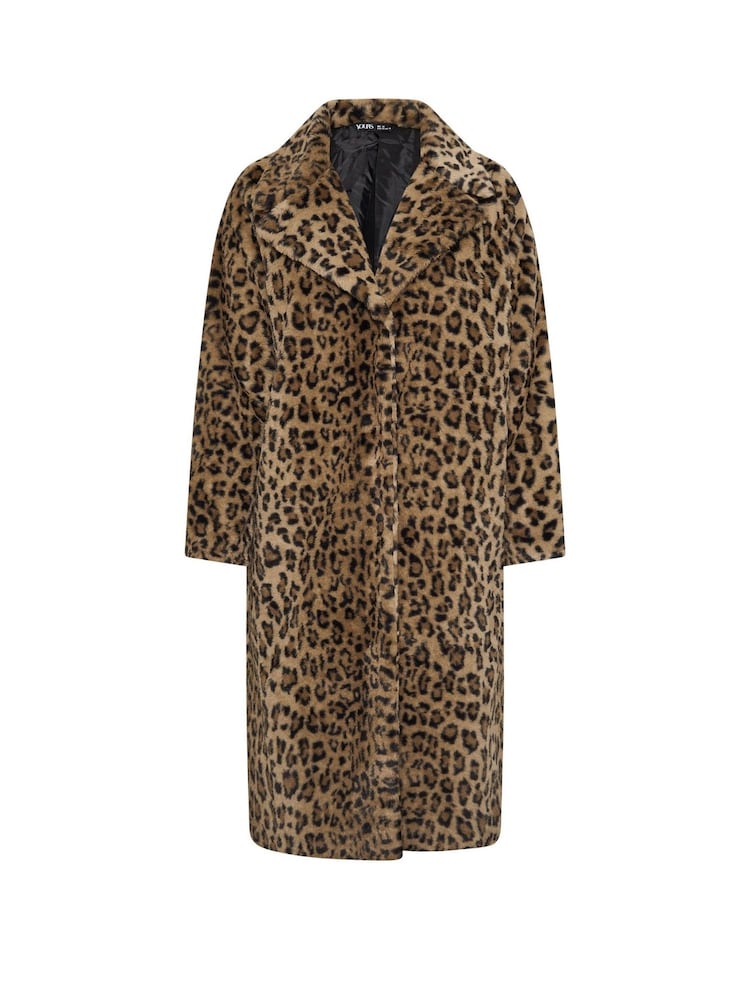 Yours Curve Natural Plush Faux Fur Maxi Coat - Image 6 of 6