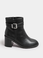 Yours Curve Black Extra Wide Fit Buckle Block Boots - Image 2 of 5