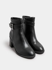 Yours Curve Black Extra Wide Fit Buckle Block Boots - Image 3 of 5