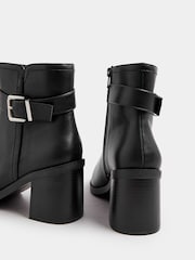 Yours Curve Black Extra Wide Fit Buckle Block Boots - Image 4 of 5