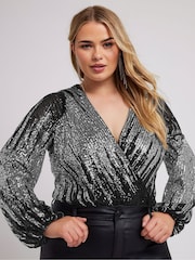 Yours Curve London Wickelbody mit Pailletten in Ombre - Bild 5 von 6