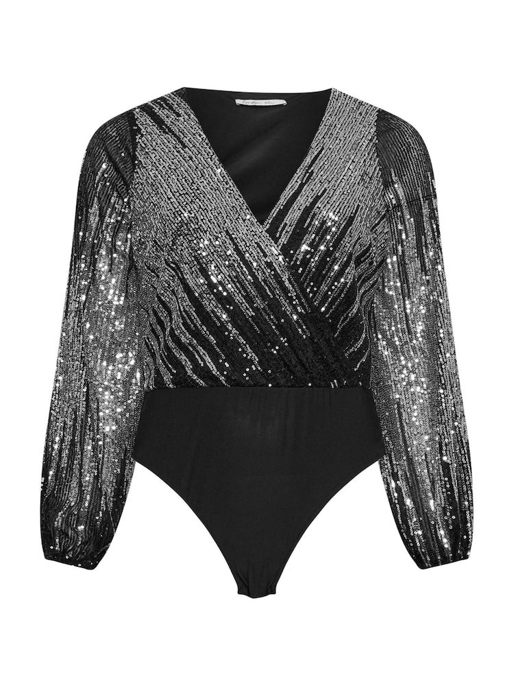 Yours Curve London Wickelbody mit Pailletten in Ombre - Bild 6 von 6 Yours Curve London Wickelbody mit Pailletten in Ombre - Bild 6 von 6