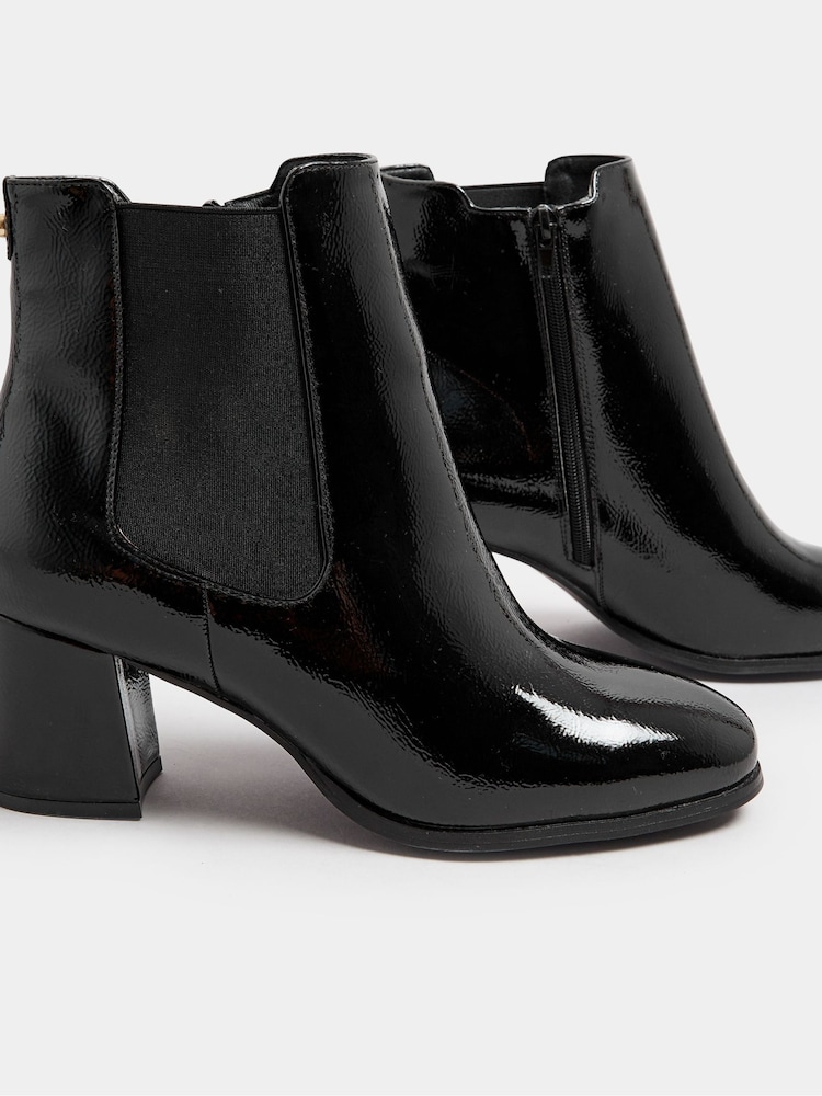 Yours Curve Black Extra Wide Fit Patent Block Chelsea Boots - Image 5 of 5