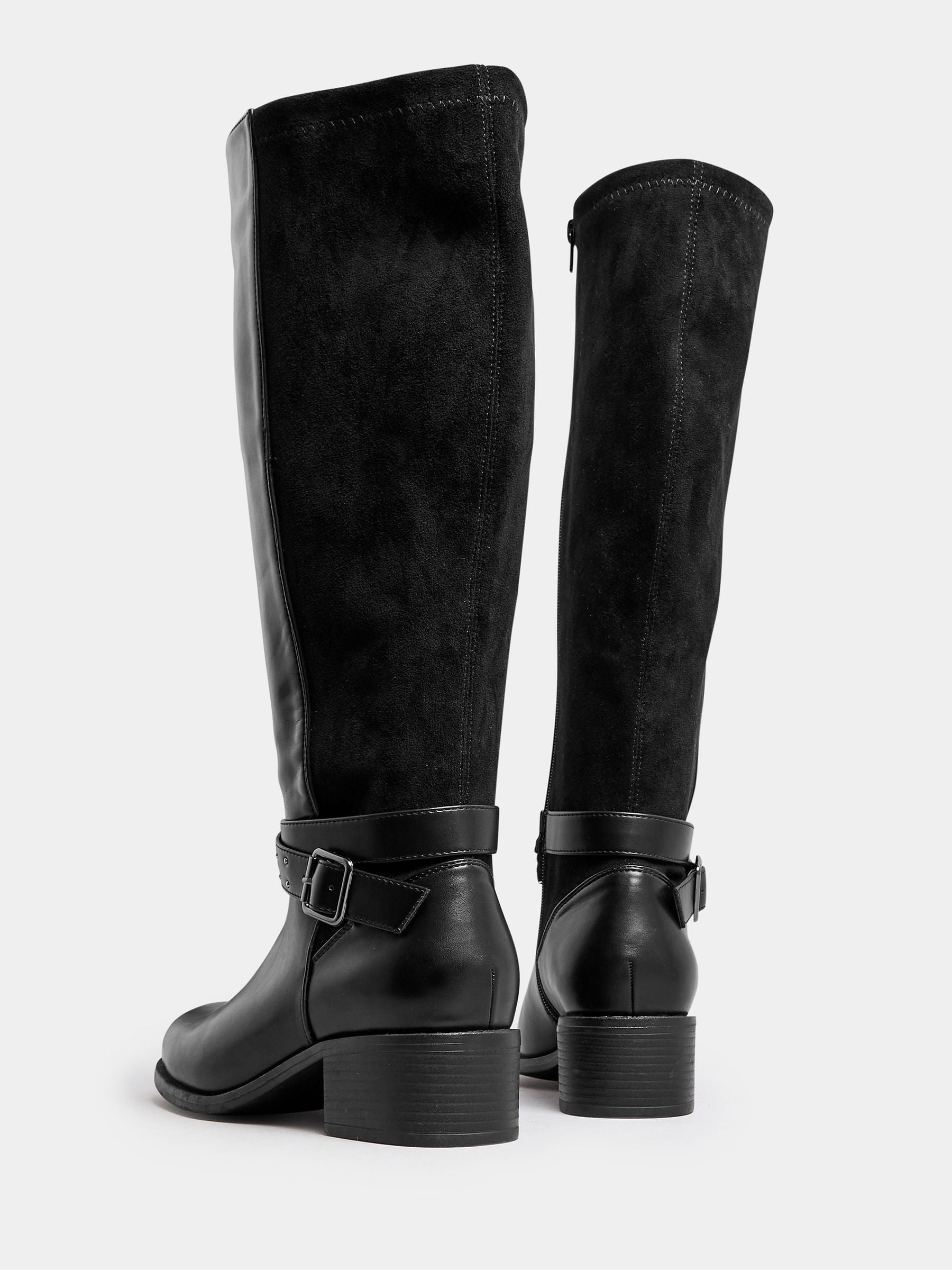 Buy Yours Curve Black Extra Wide Fit Block Heel Metal Strap