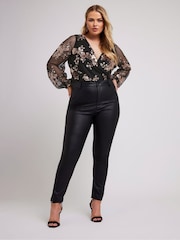Yours Curve Gold London Sequin Floral Wrap Bodies - Image 3 of 6
