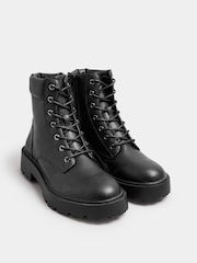 Yours Curve Black Extra Wide Fit Extra Wide Fit Chunky Lace Up Boots - Image 3 of 5