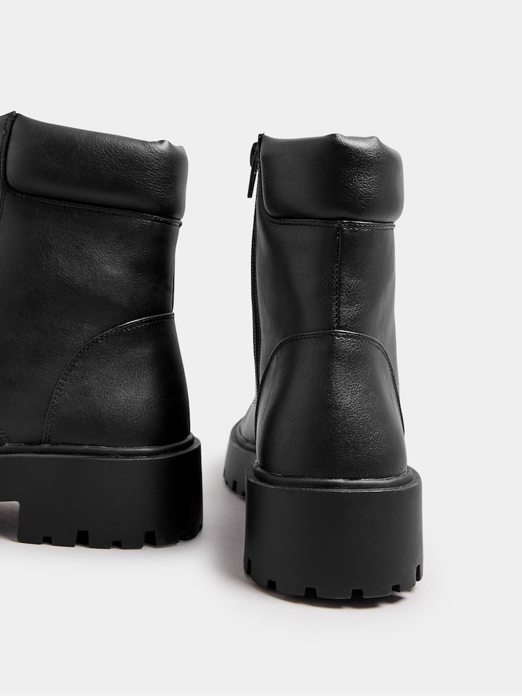 Yours Curve Black Extra Wide Fit Extra Wide Fit Chunky Lace Up Boots - Image 5 of 5