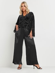 Yours Curve Black Floral Burnout Tie Front Jacket - Image 2 of 5