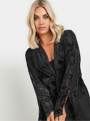 Yours Curve Black Floral Burnout Tie Front Jacket - Image 4 of 5
