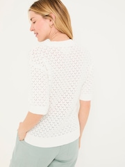 FatFace Maysie White Knitted T-Shirt - Image 2 of 6