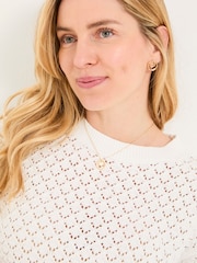 FatFace Maysie White Knitted T-Shirt - Image 4 of 6