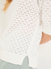 FatFace Maysie White Knitted T-Shirt - Image 5 of 6