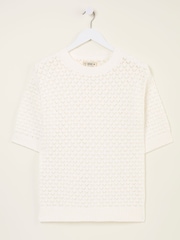FatFace Maysie White Knitted T-Shirt - Image 6 of 6
