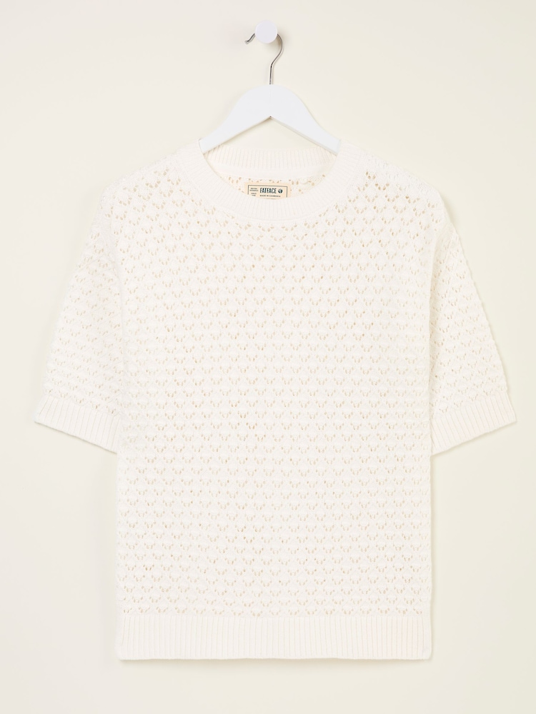 FatFace Maysie White Knitted T-Shirt - Image 6 of 6