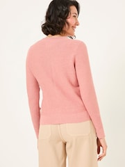 FatFace Lucia Rose Pink V-Neck Knitted Cardigan - Image 2 of 5