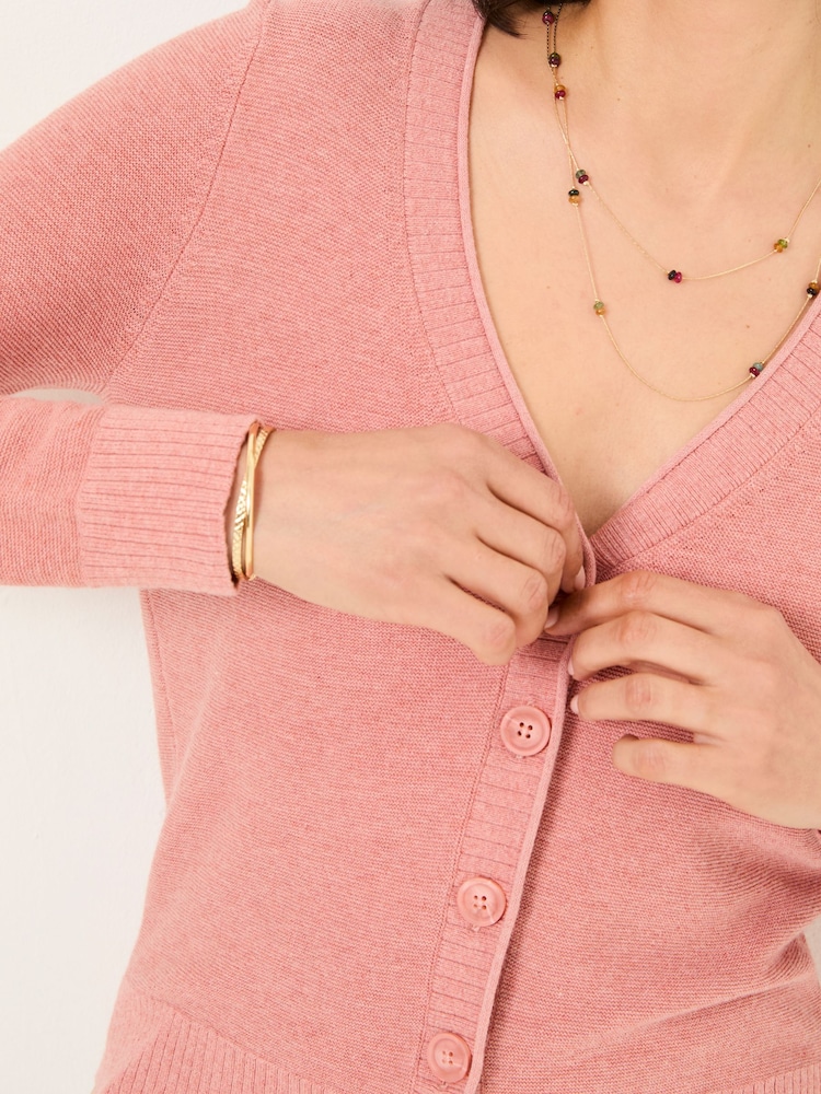 FatFace Lucia Rose Pink V-Neck Knitted Cardigan - Image 4 of 5