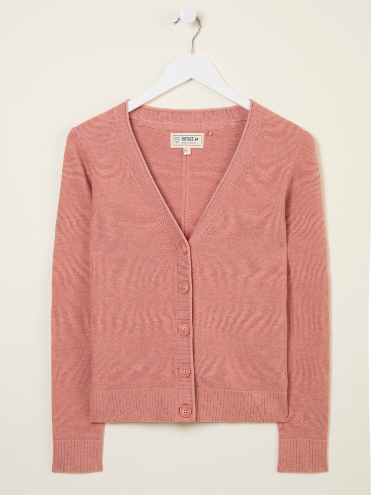 FatFace Lucia Rose Pink V-Neck Knitted Cardigan - Image 5 of 5