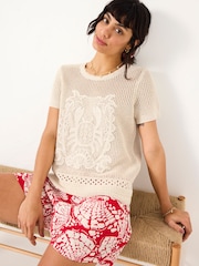 FatFace Natural Crab Pattern Knitted T Shirt - Image 5 of 8