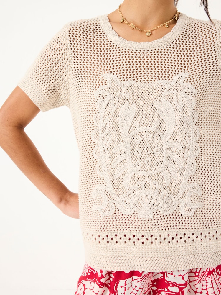 FatFace Natural Crab Pattern Knitted T Shirt - Image 6 of 8