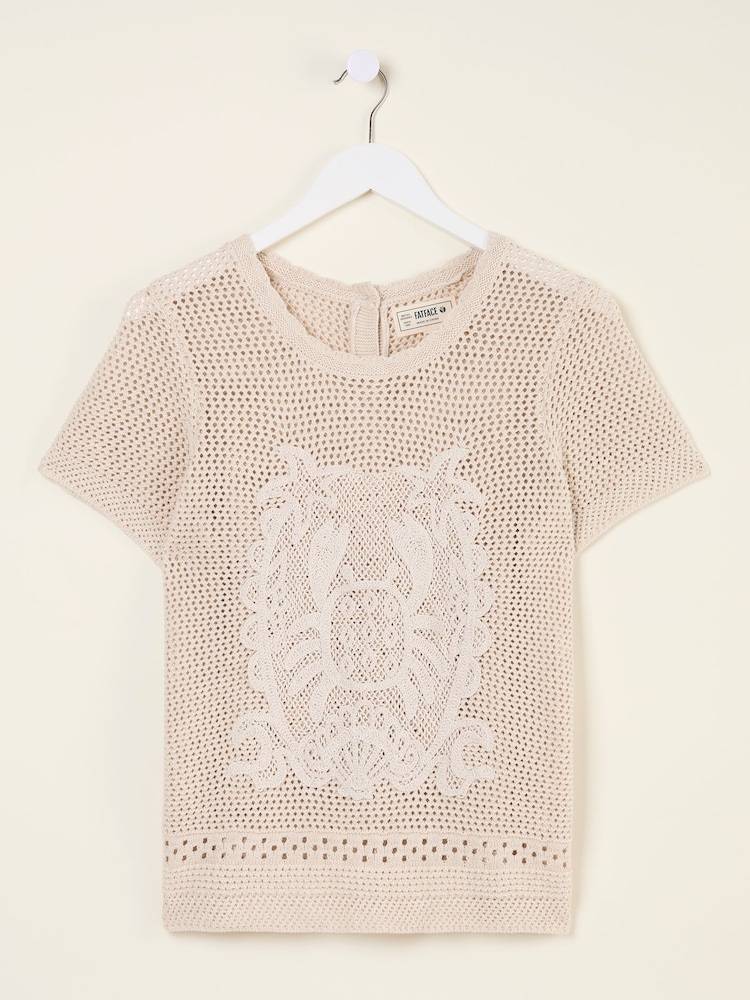 FatFace Natural Crab Pattern Knitted T Shirt - Image 7 of 8