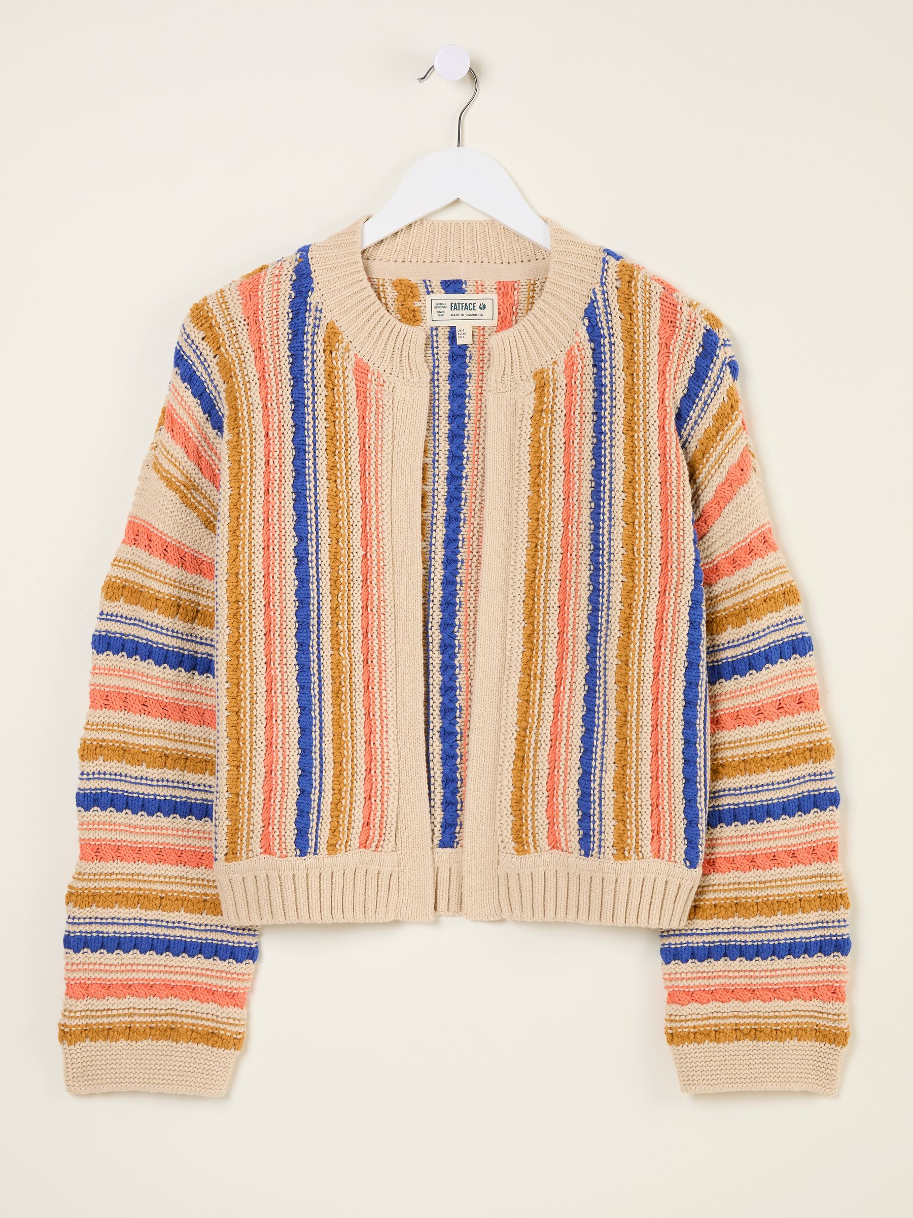 Buy FatFace Summer Natural Textured Stripe Cardigan from the Next