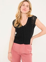 FatFace Florence Black Knitted Tank - Image 1 of 5