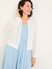 FatFace Florence White Knitted Cardigan - Image 1 of 6