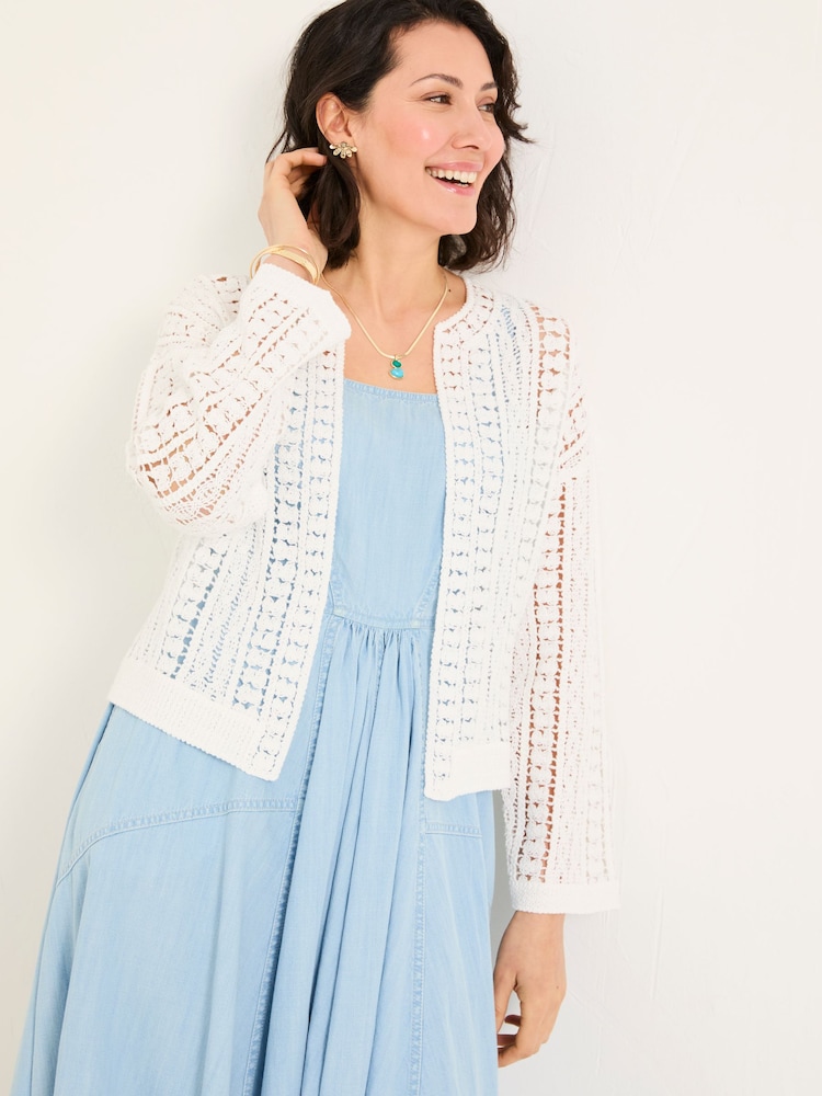 FatFace Florence White Knitted Cardigan - Image 1 of 6