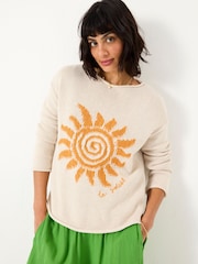 FatFace Natural Sun Crew Neck Knitted Jumper - Image 1 of 5