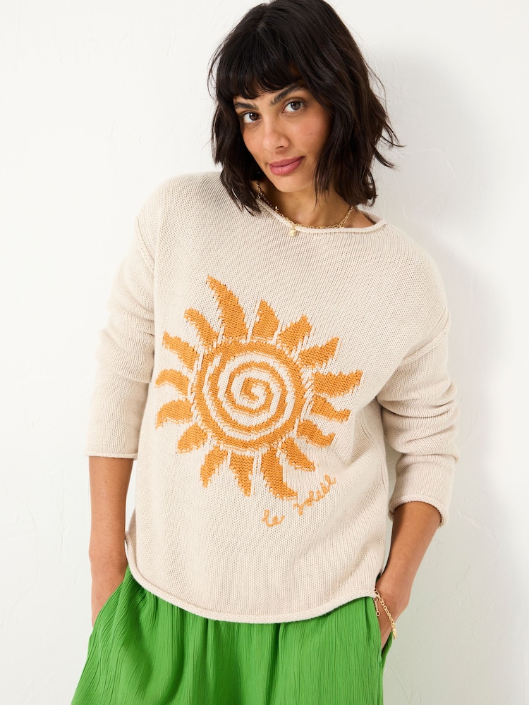 FatFace Natural Sun Crew Neck Knitted Jumper - Image 1 of 5