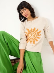 FatFace Natural Sun Crew Neck Knitted Jumper - Image 3 of 5