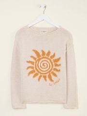 FatFace Natural Sun Crew Neck Knitted Jumper - Image 5 of 5