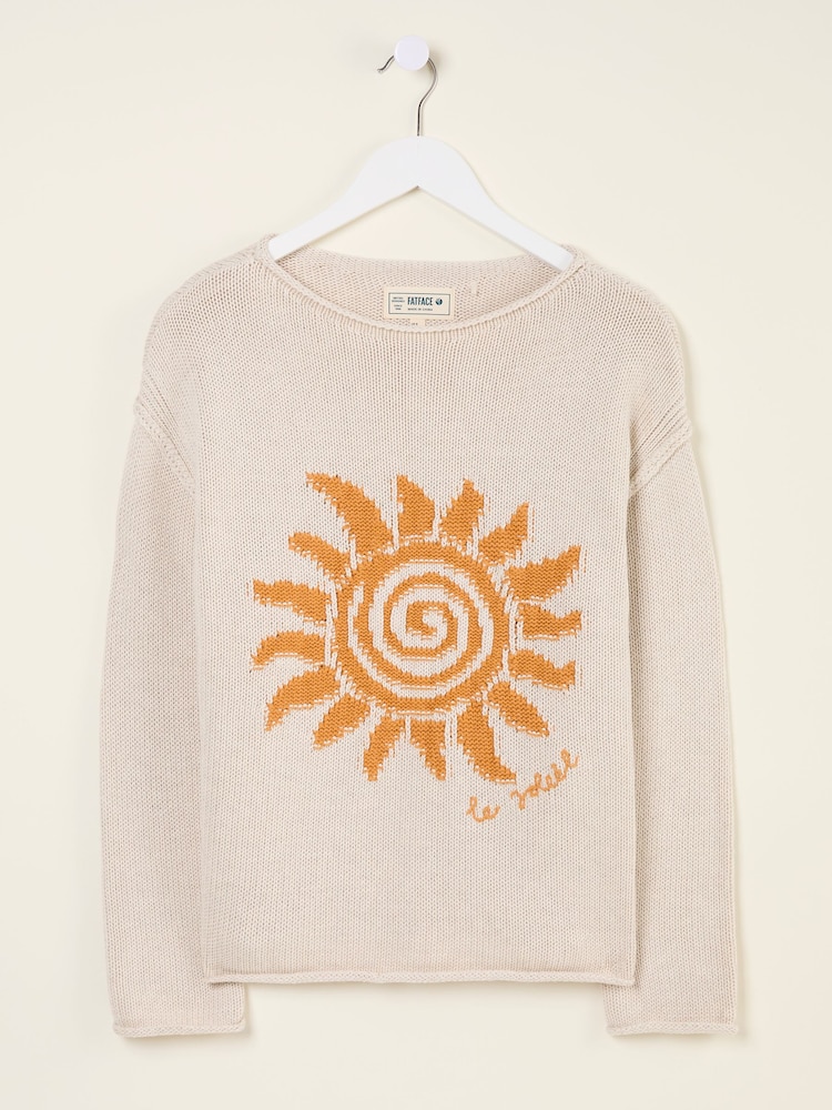 FatFace Natural Sun Crew Neck Knitted Jumper - Image 5 of 5