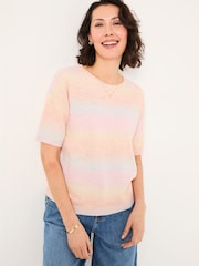 FatFace Pink Ombre Stripe Knitted Tee - Image 2 of 8