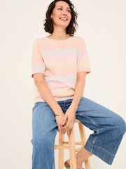 FatFace Pink Ombre Stripe Knitted Tee - Image 5 of 8