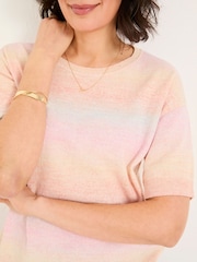 FatFace Pink Ombre Stripe Knitted Tee - Image 6 of 8