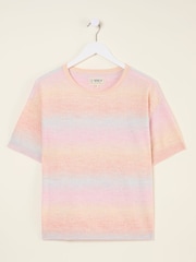 FatFace Pink Ombre Stripe Knitted Tee - Image 7 of 8