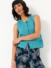 FatFace Jodie Jade Green Knitted Vest - Image 1 of 5