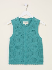 FatFace Jodie Jade Green Knitted Vest - Image 5 of 5