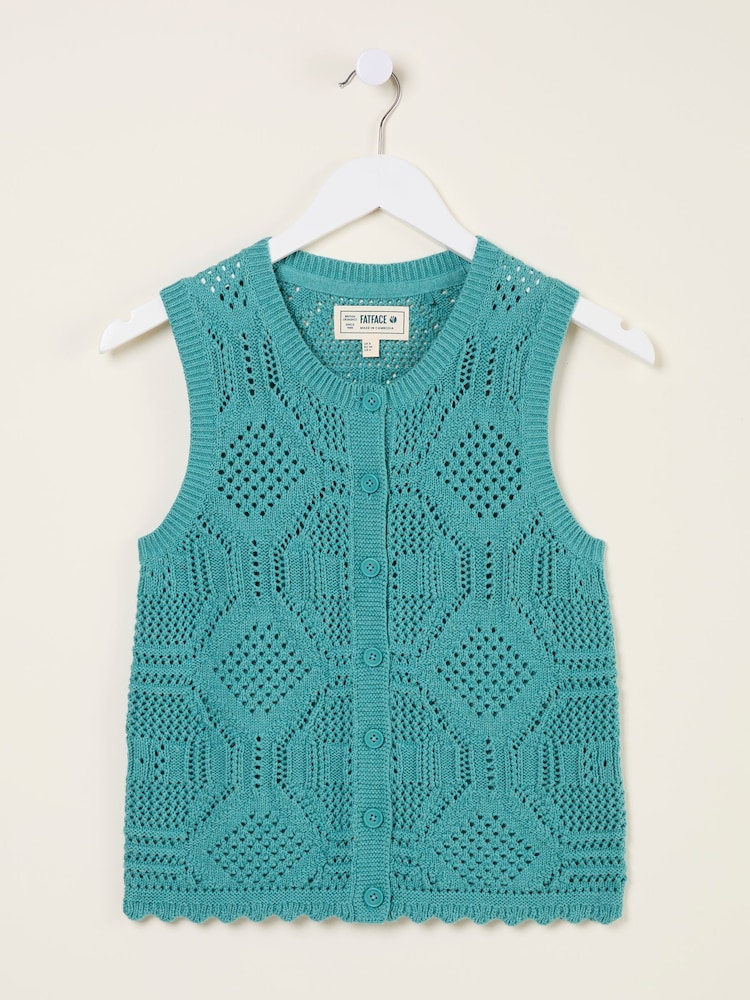 FatFace Jodie Jade Green Knitted Vest - Image 5 of 5