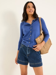 FatFace Rose Bright Blue Crew Neck Cardigan - Image 1 of 6