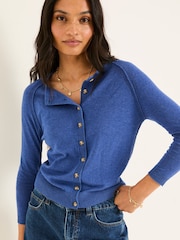 FatFace Rose Bright Blue Crew Neck Cardigan - Image 4 of 6