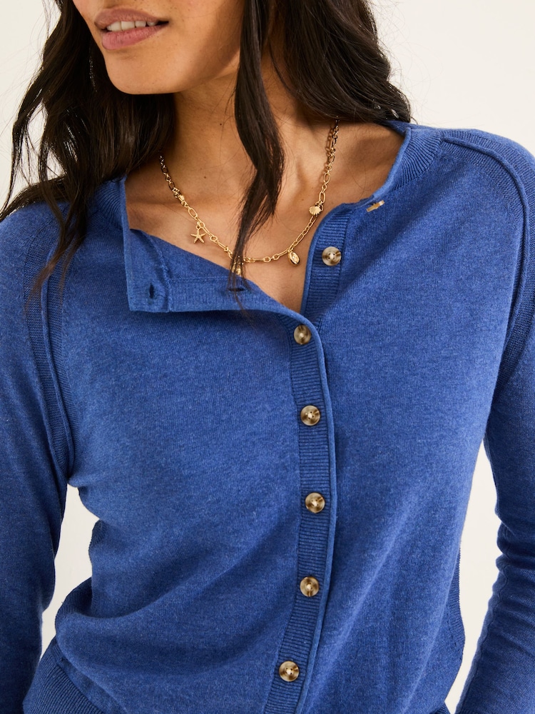 FatFace Rose Bright Blue Crew Neck Cardigan - Image 5 of 6