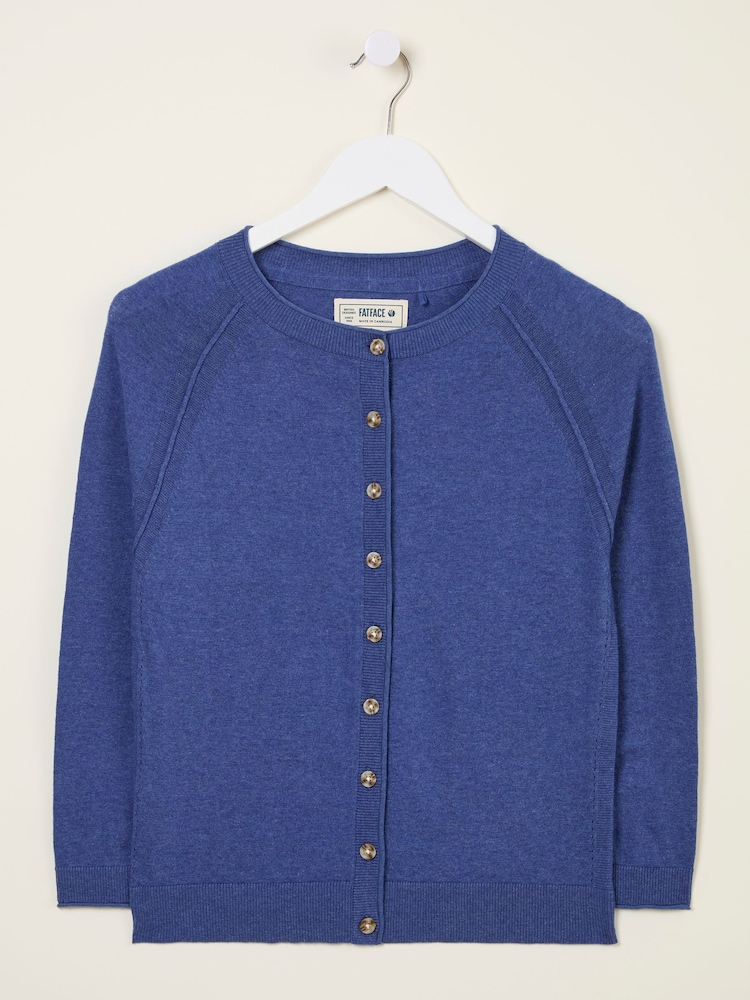 FatFace Rose Bright Blue Crew Neck Cardigan - Image 6 of 6