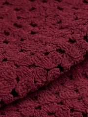FatFace Finch Burgundy Red Knitted Crochet Tank - Image 6 of 6