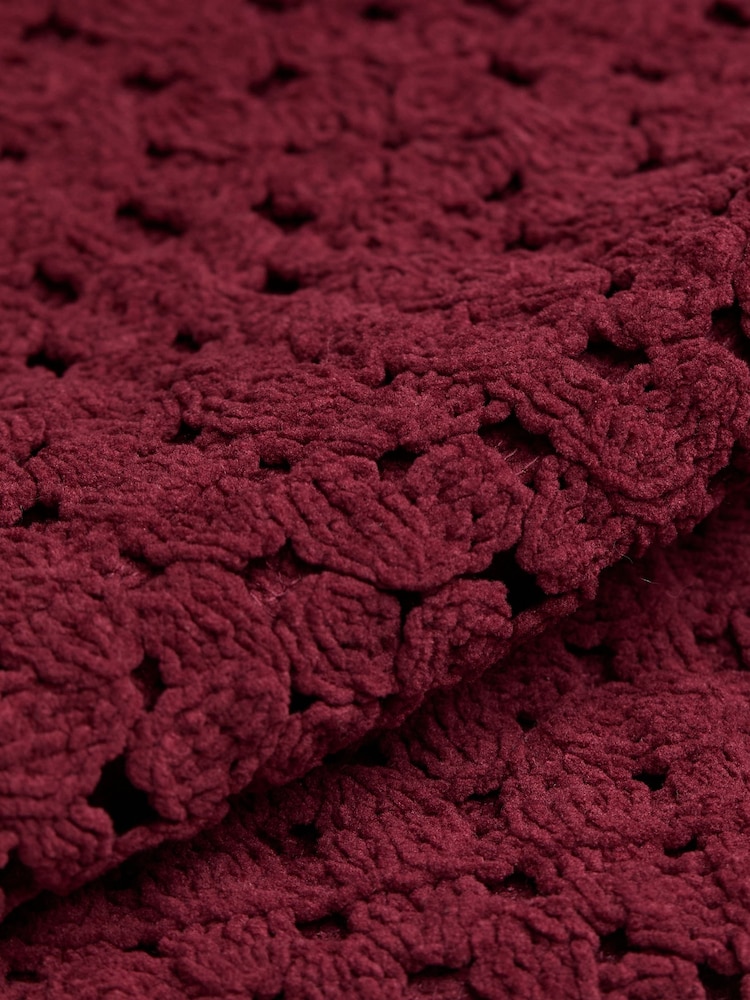 FatFace Finch Burgundy Red Knitted Crochet Tank - Image 6 of 6