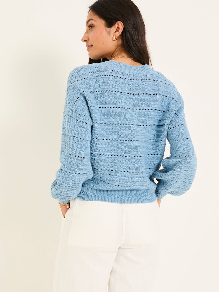 Chambray Blau - FatFace Knitted Cardigan - Bild 2 von 6 Chambray Blau - FatFace Knitted Cardigan - Bild 2 von 6