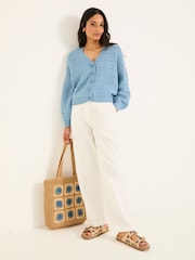 FatFace Annie Chambray Blue Knitted Cardigan - Image 3 of 6