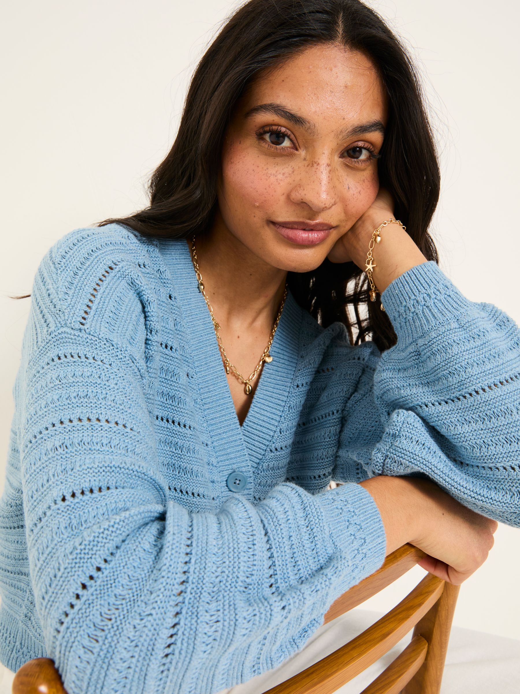 Buy FatFace Annie Chambray Blue Knitted Cardigan from the Next UK